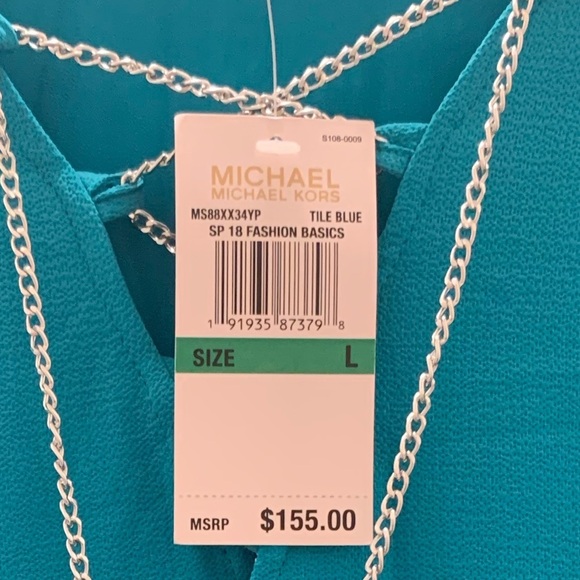 Michael Kors Bell Sleeves Shift Dress Turquoise Size L - Picture 9 of 10